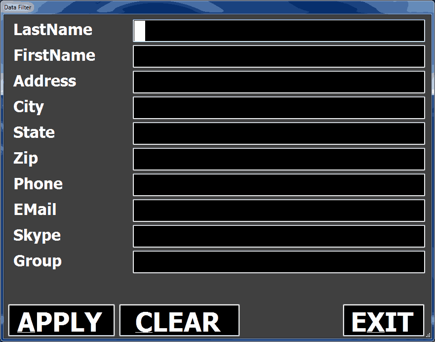 CONTACTS Filter Form